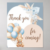 Blue Boho Beer Balloon Bedankt voor het komen Poster (Voorkant)