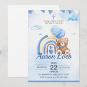 Blue Boho Beer Balloon Safari Doopuitnodiging Kaart (Voorkant / Achterkant)