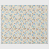 Blue Boho Beer Moon Bunny Cadeaupapier (Vlak)