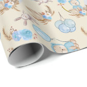 Blue Boho Beer Moon Bunny Cadeaupapier (Rol Hoek)