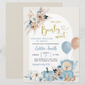 Blue Boho Beer Pumpkin Boy Baby shower Uitnodiging (Voorkant / Achterkant)