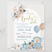 Blue Boho Beer Pumpkin Boy Baby shower Uitnodiging