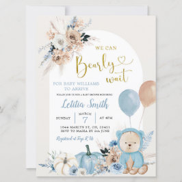 Blue Boho Beer Pumpkin Boy Baby shower Uitnodiging