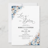 Blue Boho Bloemen Bruids Douche Uitnodiging (Voorkant)