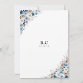 Blue Boho Bloemen Bruids Douche Uitnodiging (Achterkant)