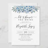 Blue Boho Bloemen Bruids Douche Uitnodiging (Voorkant)