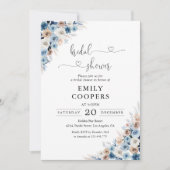 Blue Boho Bloemen Bruids Douche Uitnodiging (Voorkant)