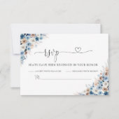 Blue Boho Bloemen Huwelijk RSVP Kaart (Voorkant)
