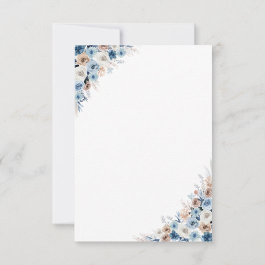 Blue Boho Bloemen Huwelijk RSVP Kaart (Achterkant)