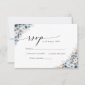 Blue Boho Bloemen Huwelijk RSVP Kaart (Voorkant)