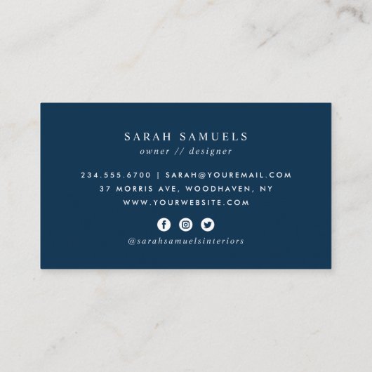 Blue Boho Bloemen Visitekaartje (Achterkant)