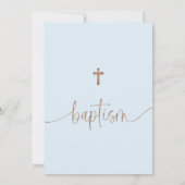 Blue Boho Bloemenboog Jongens Doop Uitnodiging (Achterkant)