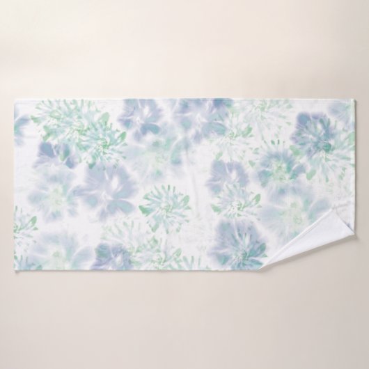 Blue Boho Blooming Flowers Floral Tie Dye Pattern Badhanddoek (Badhanddoek)