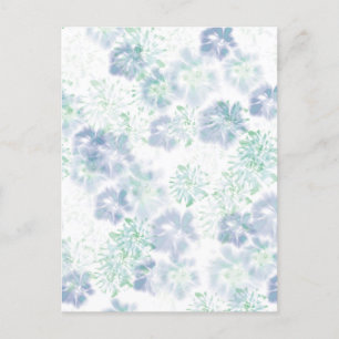 Blue Boho Blooming Flowers Floral Tie Dye Pattern Briefkaart