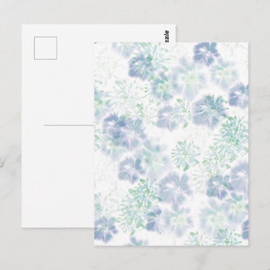 Blue Boho Blooming Flowers Floral Tie Dye Pattern Briefkaart (Voorkant / Achterkant)