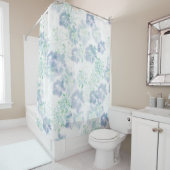 Blue Boho Blooming Flowers Floral Tie Dye Pattern Douchegordijn (In situ)