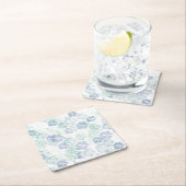 Blue Boho Blooming Flowers Floral Tie Dye Pattern Kartonnen Onderzetters (Insitu)