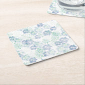 Blue Boho Blooming Flowers Floral Tie Dye Pattern Kartonnen Onderzetters (Schuin)