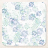 Blue Boho Blooming Flowers Floral Tie Dye Pattern Kartonnen Onderzetters (Voorkant)
