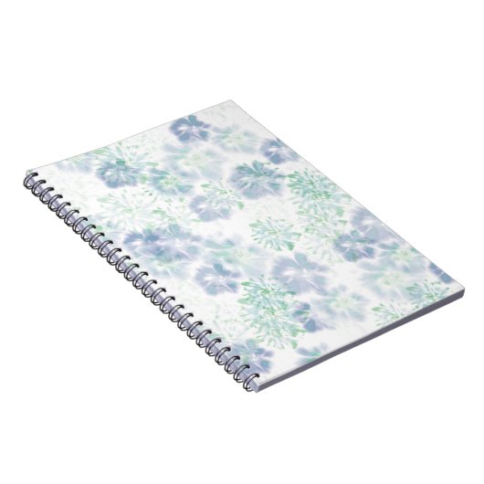 Blue Boho Blooming Flowers Floral Tie Dye Pattern Notitieboek (Rechterzijde)