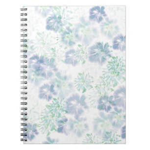 Blue Boho Blooming Flowers Floral Tie Dye Pattern Notitieboek