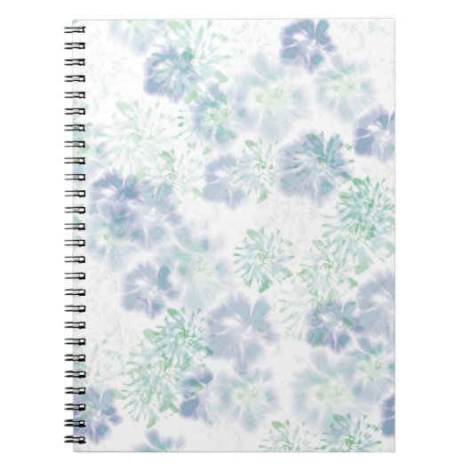 Blue Boho Blooming Flowers Floral Tie Dye Pattern Notitieboek (Voorkant)