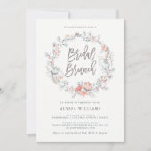 Blue Boho Botanical Bridal Brunch Uitnodiging (Voorkant)