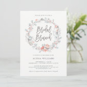 Blue Boho Botanical Bridal Brunch Uitnodiging (Staand voorkant)