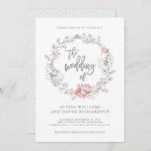 Blue Boho Botanical Wedding Invitation