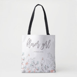 Blue Boho Botanische bruiloft BLOEMENMEISJE Tote Bag