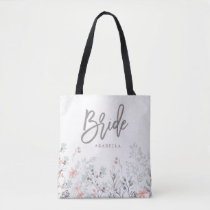Blue Boho Botanische bruiloft   Bruid Tote Bag