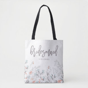 Blue Boho Botanische bruiloft bruidsmeisje Tote Bag