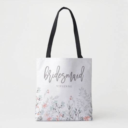 Blue Boho Botanische bruiloft | bruidsmeisje Tote Bag (Voorkant)