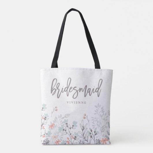 Blue Boho Botanische bruiloft | bruidsmeisje Tote Bag (Achterkant)