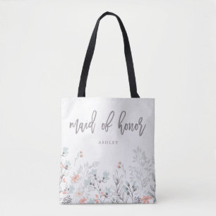 Blue Boho Botanische bruiloft Eredienster Tote Bag
