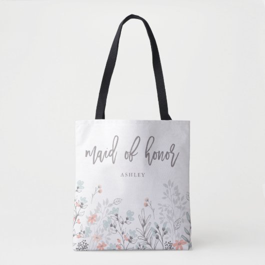 Blue Boho Botanische bruiloft | Eredienster Tote Bag (Voorkant)