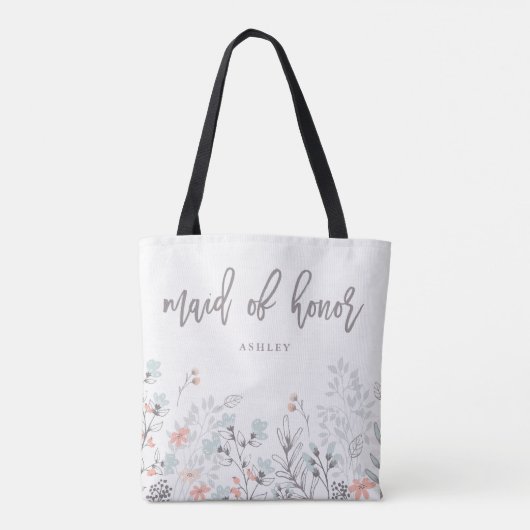 Blue Boho Botanische bruiloft | Eredienster Tote Bag (Achterkant)