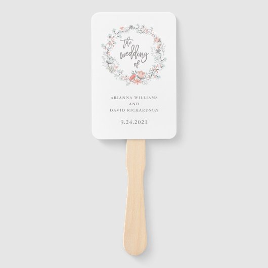 Blue Boho Botanische bruiloft Handwaaier (Voorkant)