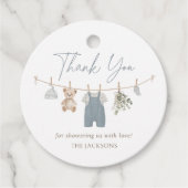 Blue Boho Boy Baby Clothes Baby Shower Bedankjes Labels (Voorkant)