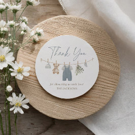 Blue Boho Boy Baby Clothes Baby Shower Ronde Sticker