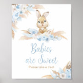 Blue Boho Bunny Baby shower Baby's zijn zoet Poster (Voorkant)