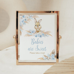 Blue Boho Bunny Baby shower Baby's zijn zoet Poster