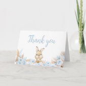 Blue Boho Bunny Baby shower Bedankkaart (Voorkant)