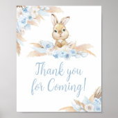 Blue Boho Bunny Baby shower Bedankt voor je komst Poster (Voorkant)