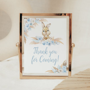 Blue Boho Bunny Baby shower Bedankt voor je komst Poster