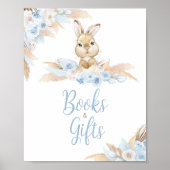 Blue Boho Bunny Baby shower Boeken en geschenken Poster (Voorkant)