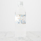 Blue Boho Bunny Baby shower Waterfles Etiket (Achterkant)
