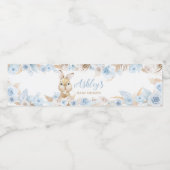 Blue Boho Bunny Baby shower Waterfles Etiket (Enkel label)