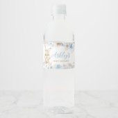 Blue Boho Bunny Baby shower Waterfles Etiket (Voorkant)