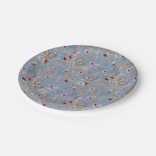 Blue Boho Butterflies Papieren Bordje (Gekanteld)